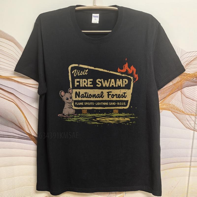Daily Wear Summer Men Tshirt Visit Fire Swamp National Forest Sign With Mouse Short Sleeve Adult ONeck Top Tees