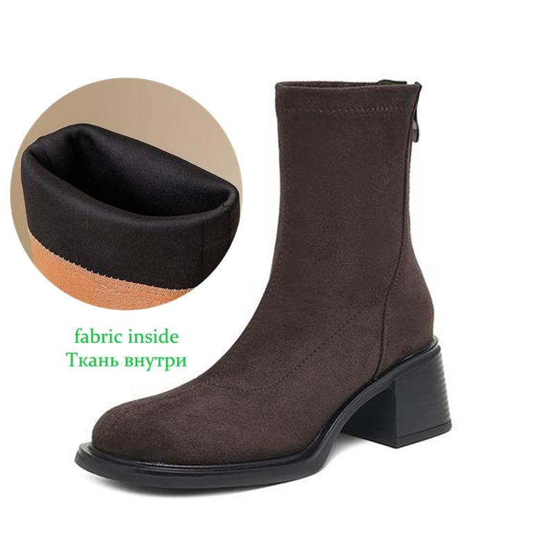Krazing Pot Flock Winter Round Toe Modern Platform Size 33 Boots Size 43 Women Fashion British School Elastic Ankle Boots