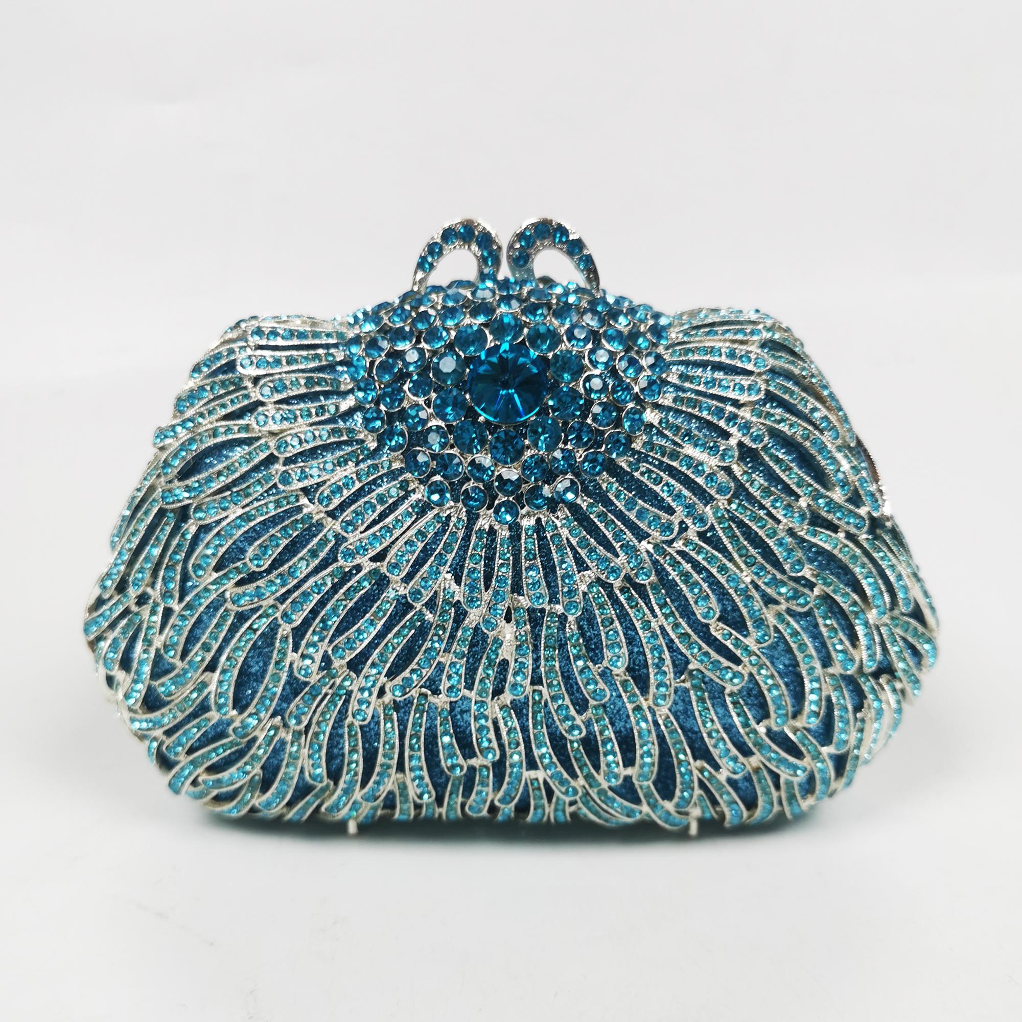 

Luxury Sky Blue Rhinestone Evening Bag Gala Diamond Dazzling Crystal Wedding Clutch Bridal Purse WHTUOHENG Party Handbag