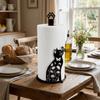 Roll Organizer Cartoon 2D Flat Cat Tissue Holder Sturdy Wooden Base Vertical Napkin Holder Decorative Kitchen Paper Rack Parties