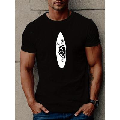 Europäische Größe Herren Freizeit-T-Shirt mit kurzem Ärmel und geometrischem Print - Atmungsaktives Polyester, Rundhalsausschnitt, Maschinenwaschbar - Perfekt für den Sommer