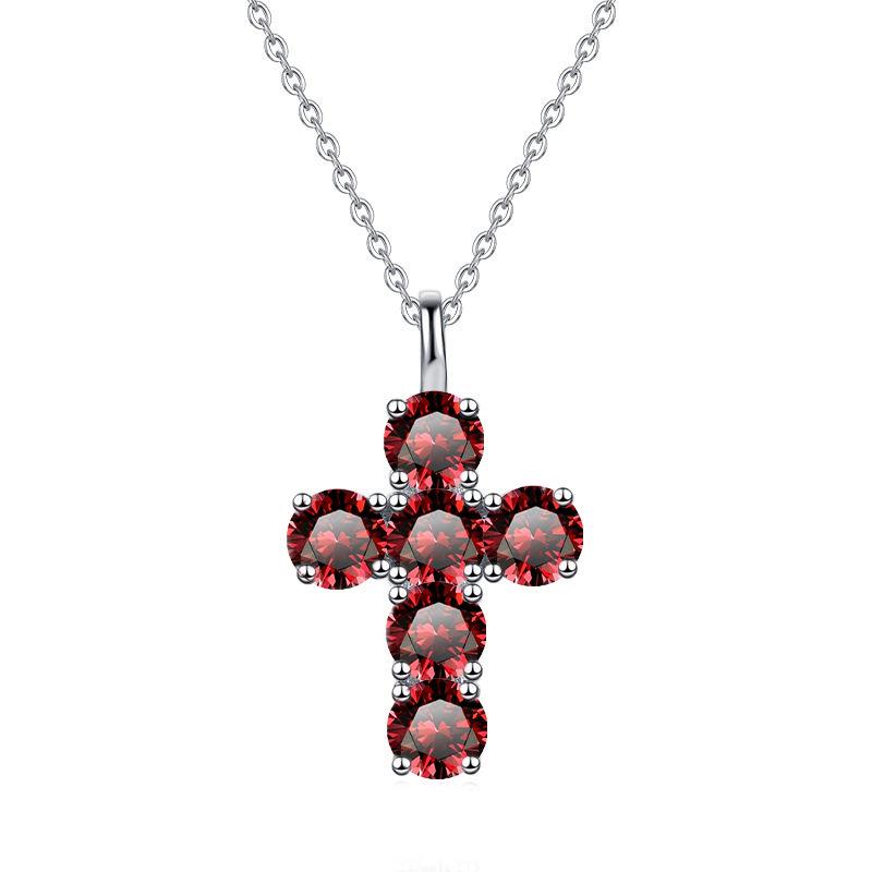 European Hot-Selling 3 Carat Moissanite Cross Necklace with White Gold-Plated Copper O-Chain