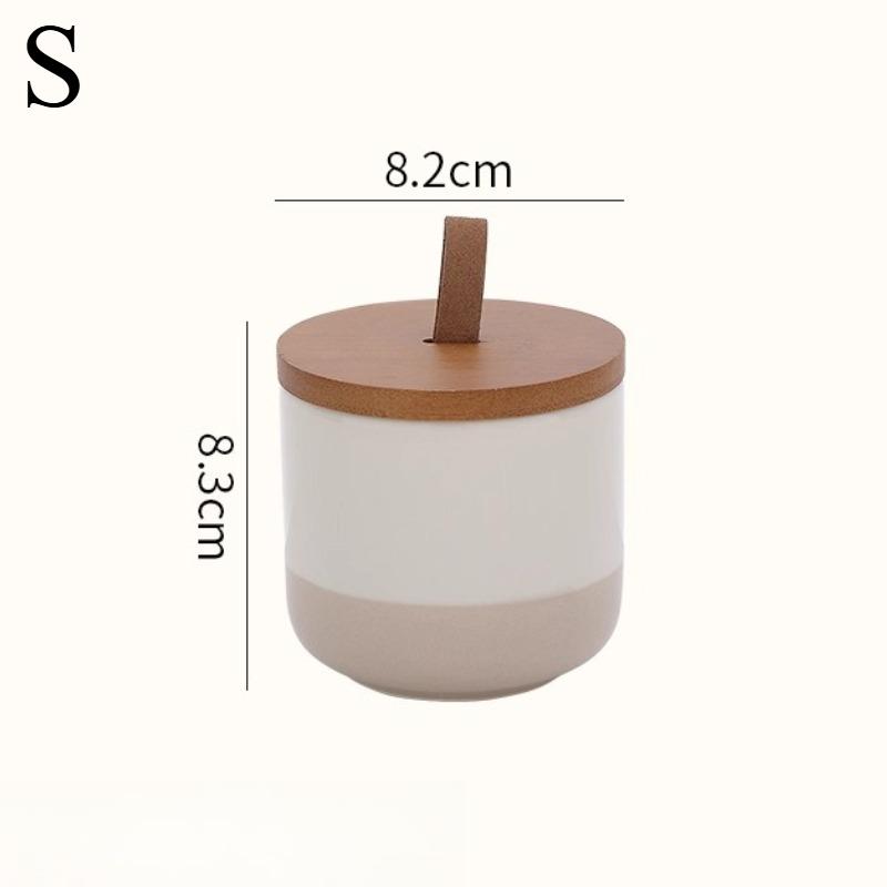

1pc Wooden Covered Ceramic Sealed Jar, Moisture Proof Tea Can, Kitchen Coffee Bean Storage Tank, Household Grain Storage Jar