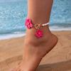Gorgeous Faux Pearl Chic Flower Pendant Anklet for Women Delicate Forel 3D Flower Foot Chain Party Vocation Jewelry Gifts