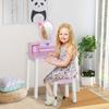 Children's Dressing Table with Stool and Mirror, Pink Wood, Ages 3+