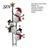 Rustic Snowman Yard Stake Vintage Metal Christmas Ground Stake, Distressed Sculpture with Three Climbing Snowmen Sign for Outdoor Garden Holiday