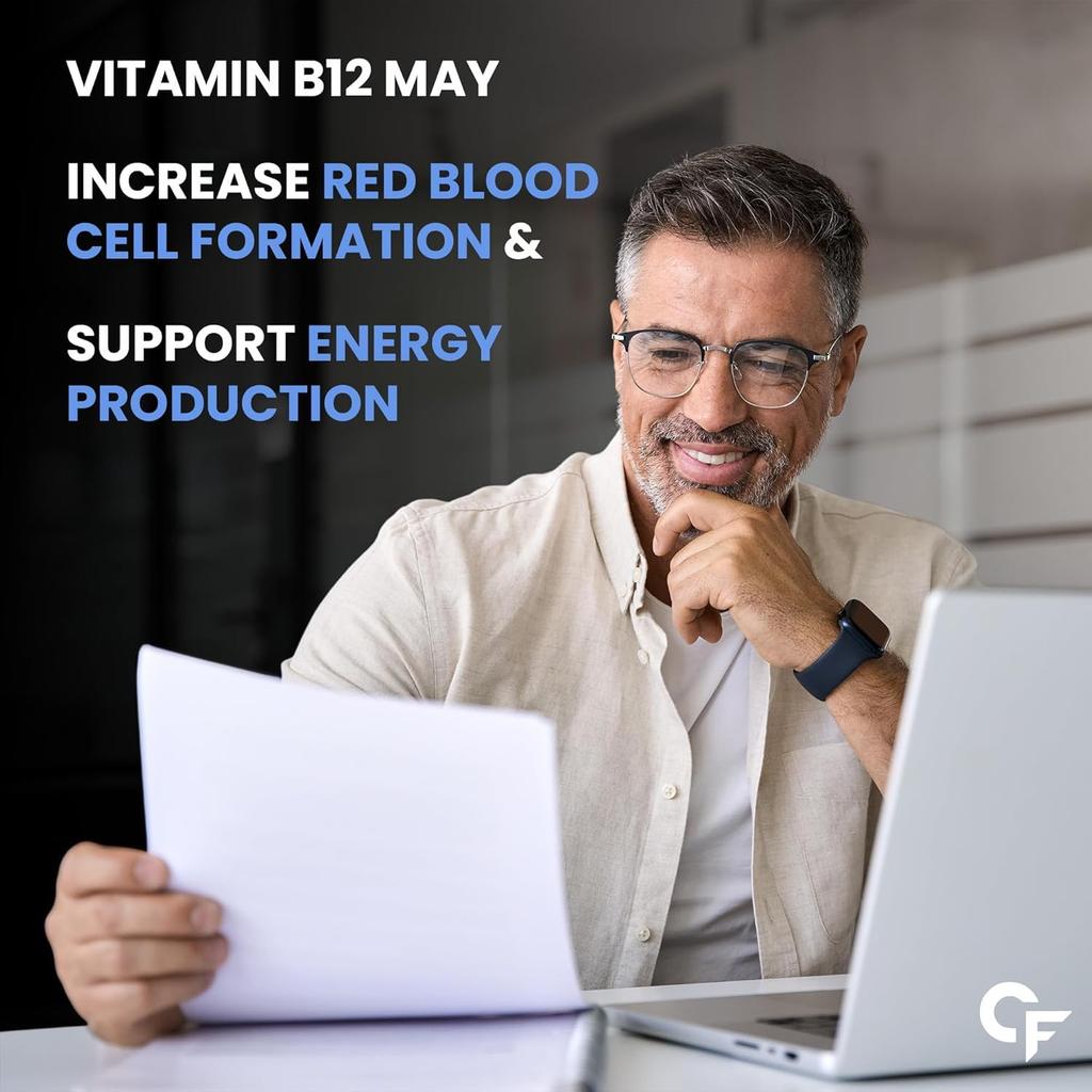 Carbamide Forte Vitamin B12 Tabletten 500mcg Nahrungsergänzungsmittel für Männer & Frauen 90 Veg-Tabletten Tägliche Energie