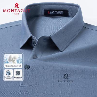 MONTAGUT Herren Sommer Jacquard Polohemd aus Seidenmischung