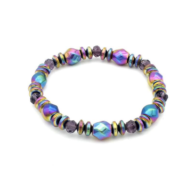 2018 Multicolor Electroplated Magnetic Hematite Health Bracelet