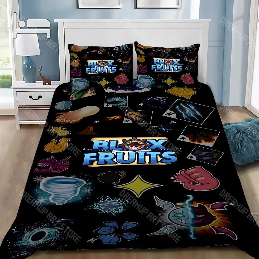 Cartoon 3D Game B-blox Fruits Duvet Cover Pillowcase Bedding Set Adult Boy Girl Bedroom Decoration Children Single Double S
