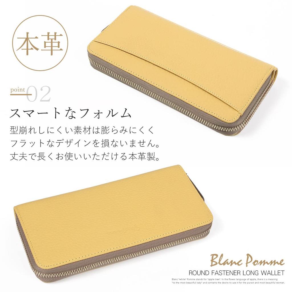 Blanc Pomme Genuine Leather Long Large Women's Wallet, Two-Tone Design, Capacity, Off-White, Bp-1067
