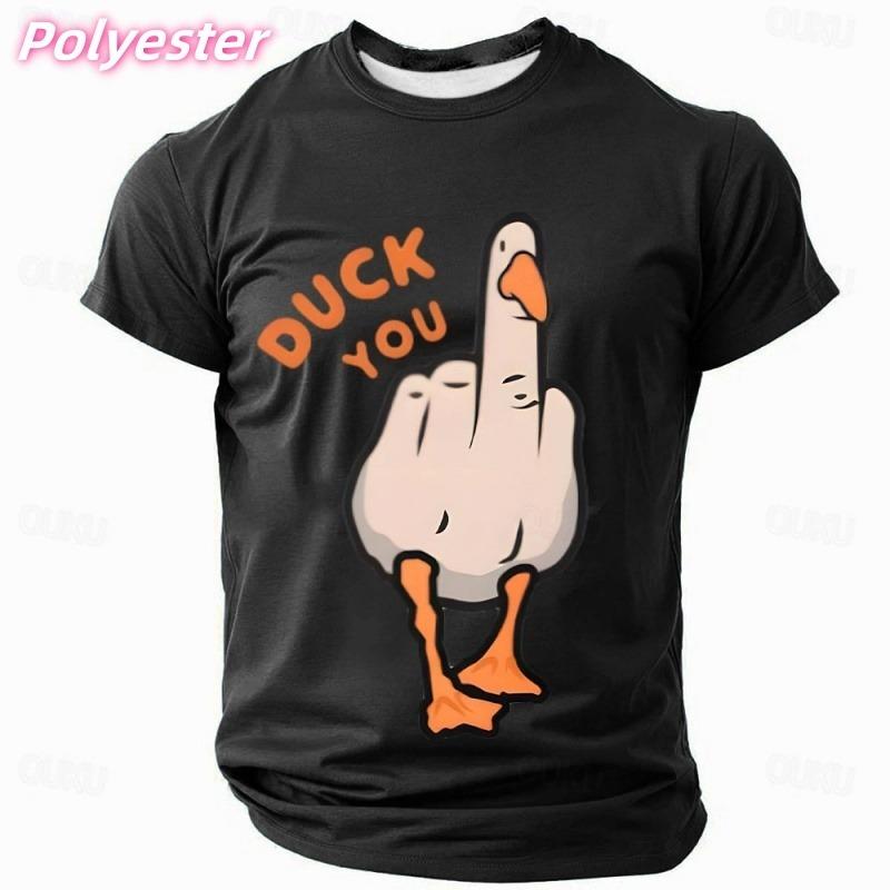 Fun Abstract Pattern T-Shirt For Men Duck You Tees Summer Casual Loose Short Sleeve T Shirts Street Round Neck Tops