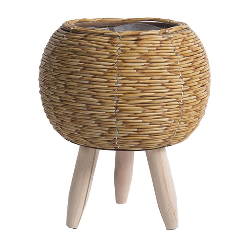 Desktop Plant Storage Indoor Rattan Flower Stand Triangular Bracket