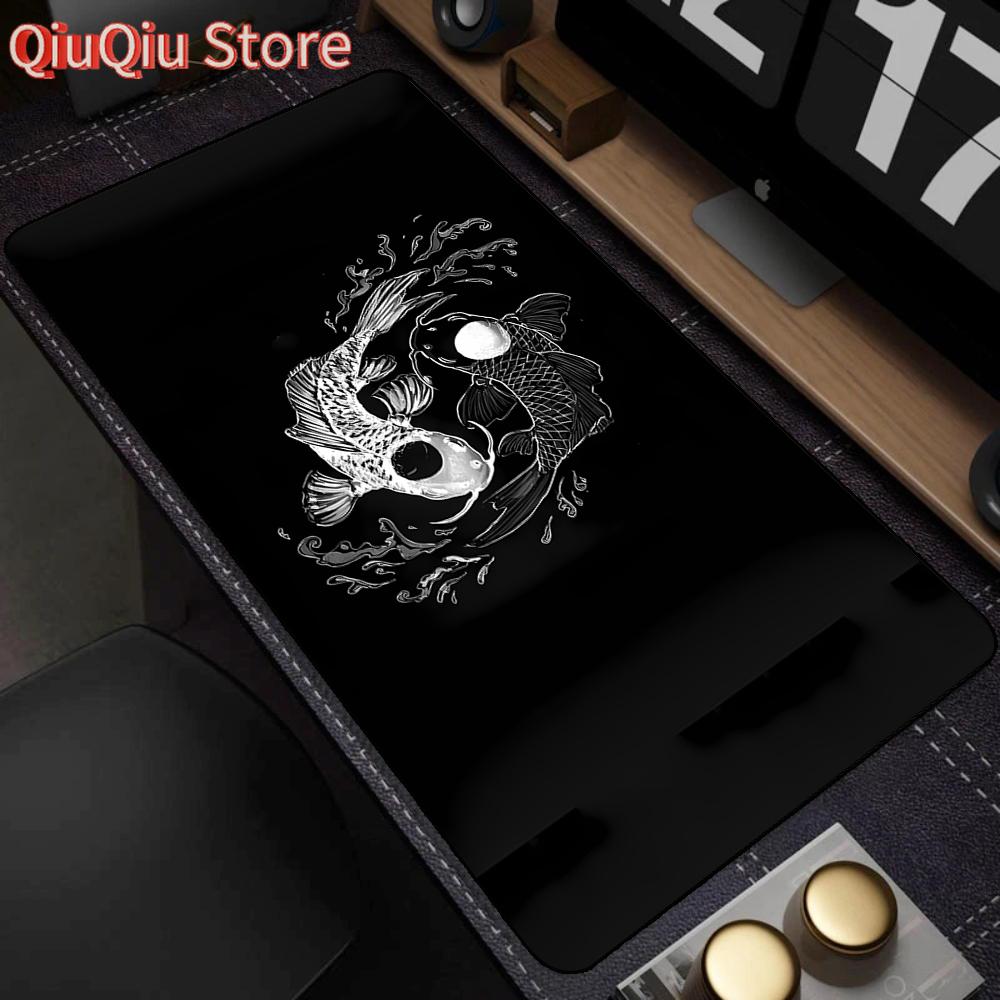 Large Mouse Pad Yin-yang Fish HD Black & White Sakura Computer Office Table Pc Gaming Non-slip Japanese Kawaii Desk Accessories