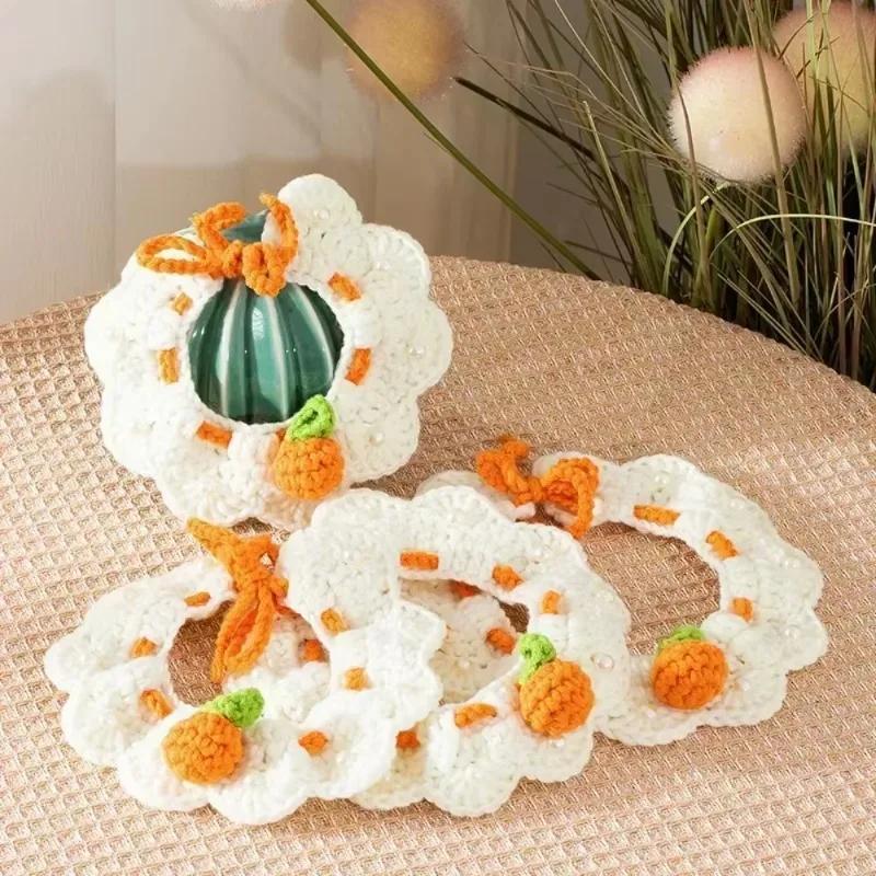 Cute Pet necklace Hand-knitted Saliva Towel Kitten Cat Puppy Adjustable Collar Pet Decorative Dog Cat Collar Pet dog Accessories