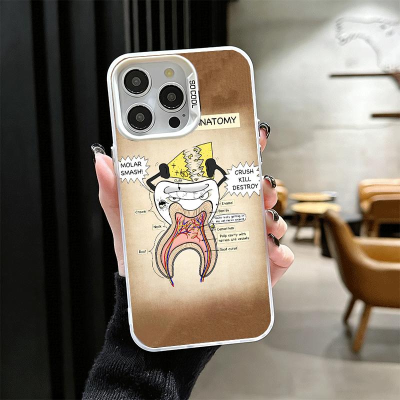 Tooth Dentist Pattern Shockproof Phone Case for iPhone 17 Air 16 16E 15 Pro Max 14 Plus 13 Mini 12 Back Cover Anti Fall Fundas