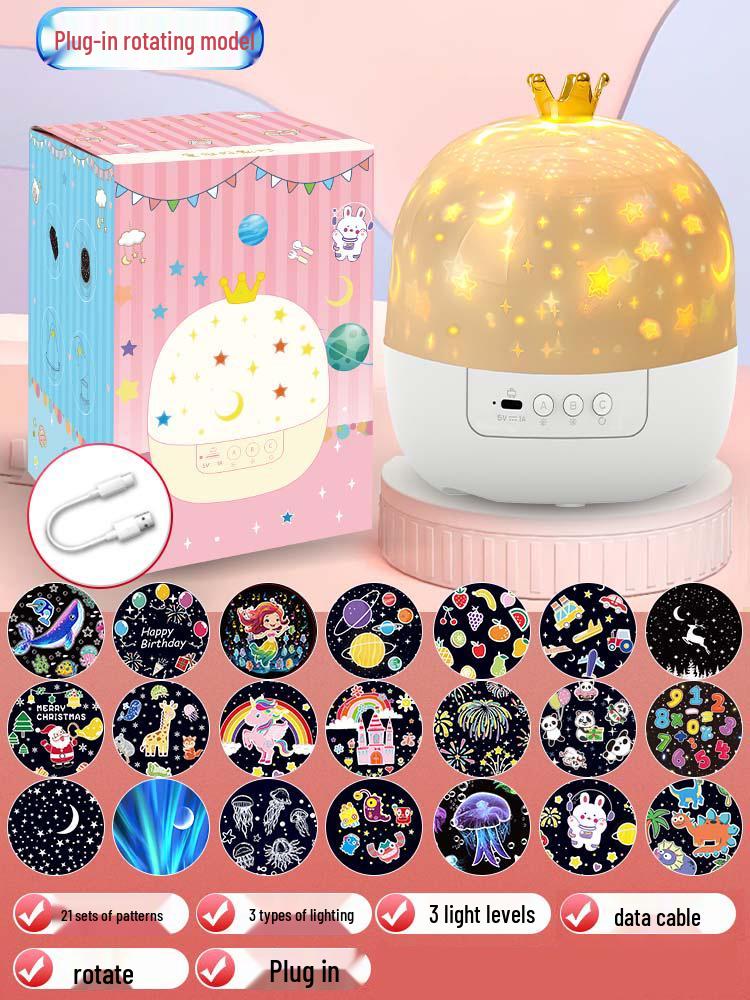 Dreamy LED Starry Sky Projector Lamp: Rotating Night Light & Music Box - Perfect Romantic Gift for Her 3W