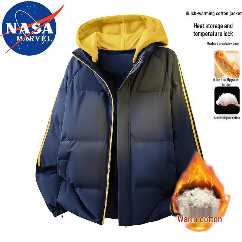 NASA MARVEL Herren Kapuzen-Winterjacke mit Wattierung