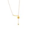 Gold Plated Daisy Flower Lariat Necklace, Stainless Steel Adjustable Ball Pendant Choker, Waterproof Dainty Jewelry for Women Gift