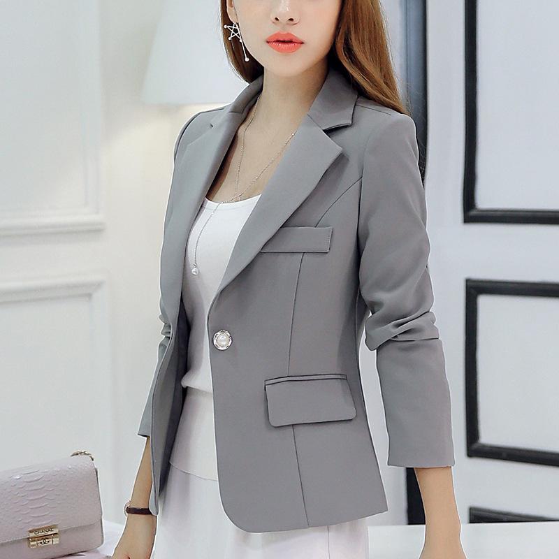 Caidaifei 2026 Spring/Summer Women s Slim Fit Korean Blazer - Solid Color Long Sleeve Outerwear S