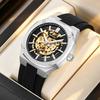 Herren Mechanische Uhr Skelett Durchbrochenes Zifferblatt Automatische Uhren Silikonarmband Wasserdicht Mode Sportuhr