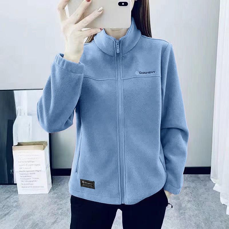 

Polar Fleece Jacket Women s Autumn Winter Warm Coat Large Size Padded Outwear Sportshirt Collar Jackets XXXXXL синій