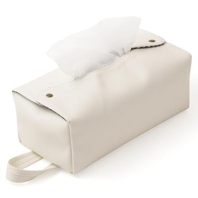 VIEBRIGHT Tissue Box, Hanging or Standing Type, Dual-Use, Wall-Mounted, Car, Stylish and Cute (Milky White)