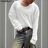 Men Scoop Neck Long Sleeve Texture Flimsy Rib Casual Loose T-shirts Tops Undershirts