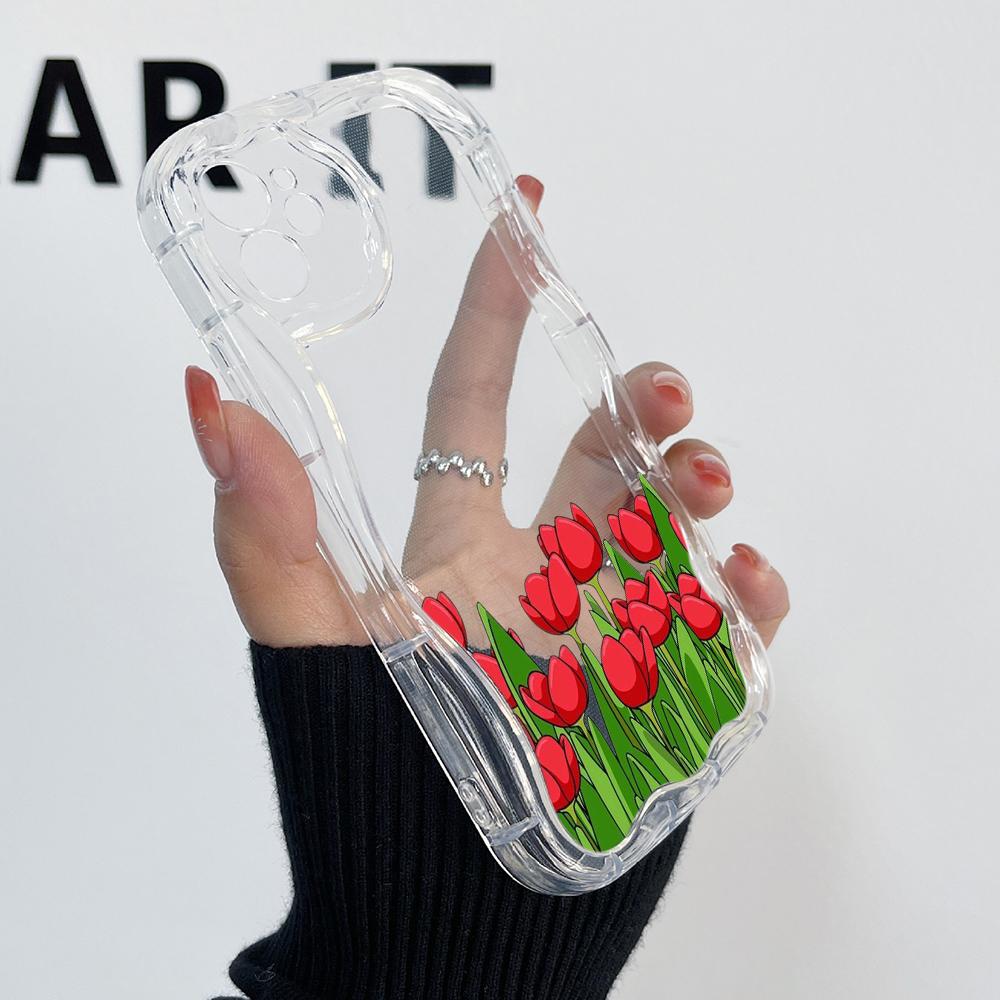 LZ16 flower Clear Soft Wave ტელეფონის ქეისები Xiaomi 11 Lite Redmi Note 13 12 8 Pro 9 12C A3 Infinix Smart 8 Tecno Protection უკანა ყდა