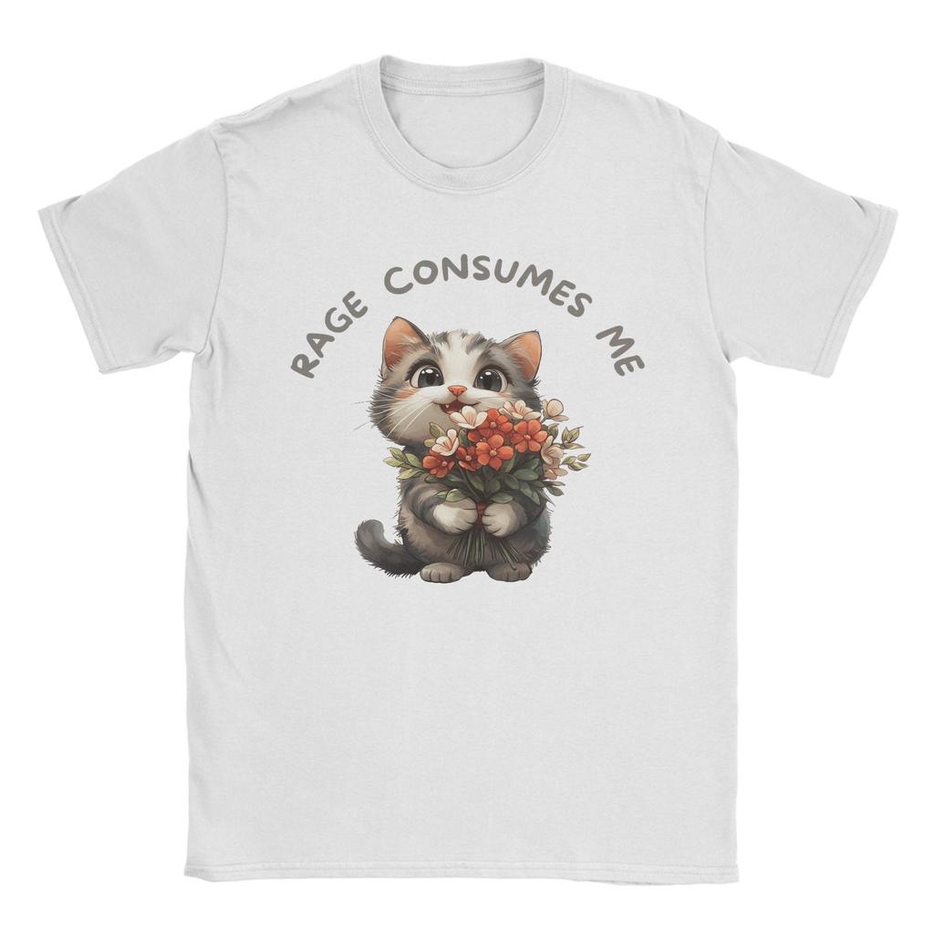 Streetwear T Shirt Summer Rage Consumes Me Cat Leisure T Shirts Cotton Tshirt for Couple Y2K Retro Cheap Print Short Sleeve