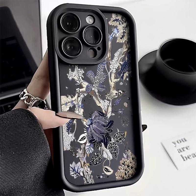 Anti-Fall Phone Case Blue Flower For Samsung Galaxy S26 S25 Ultra S24 FE S23 S22 S21 Plus A17 A37 A57 A56 A55 A54 Silicone Cover