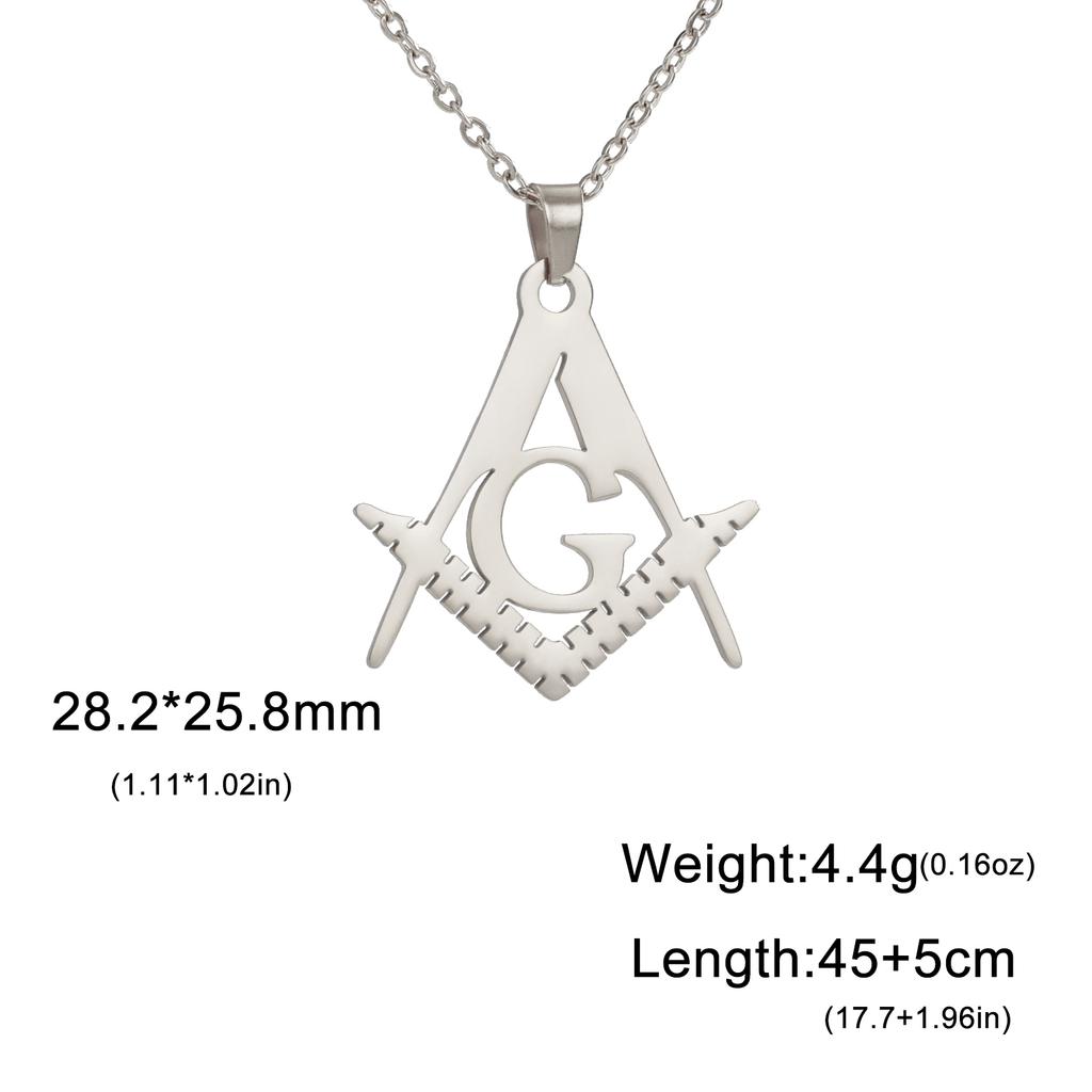 LIKGREAT Masonic Sign Medal Pendant Necklace for Women Men Stainless Steel Freemason Symbolism Religious Vintage Jewelry Gifts