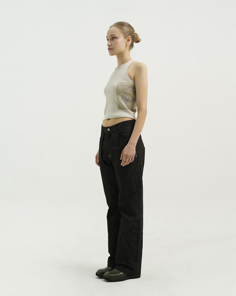 TUDE Graphic Print Sleeveless Oatmeal