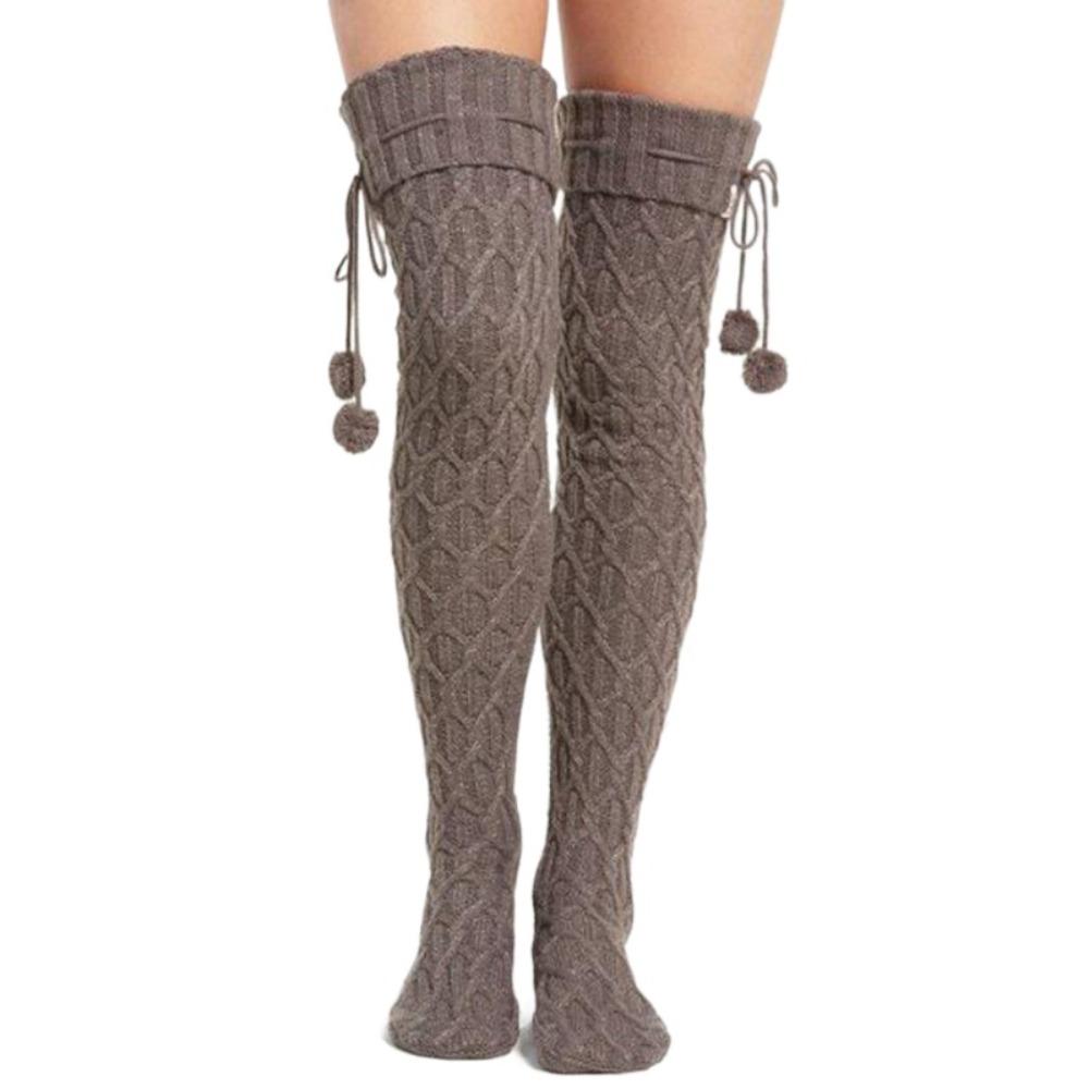 Plush Ball Long Tube Socks Ins Thicken Knitted Stockings Sweet Knee High Stockings Home