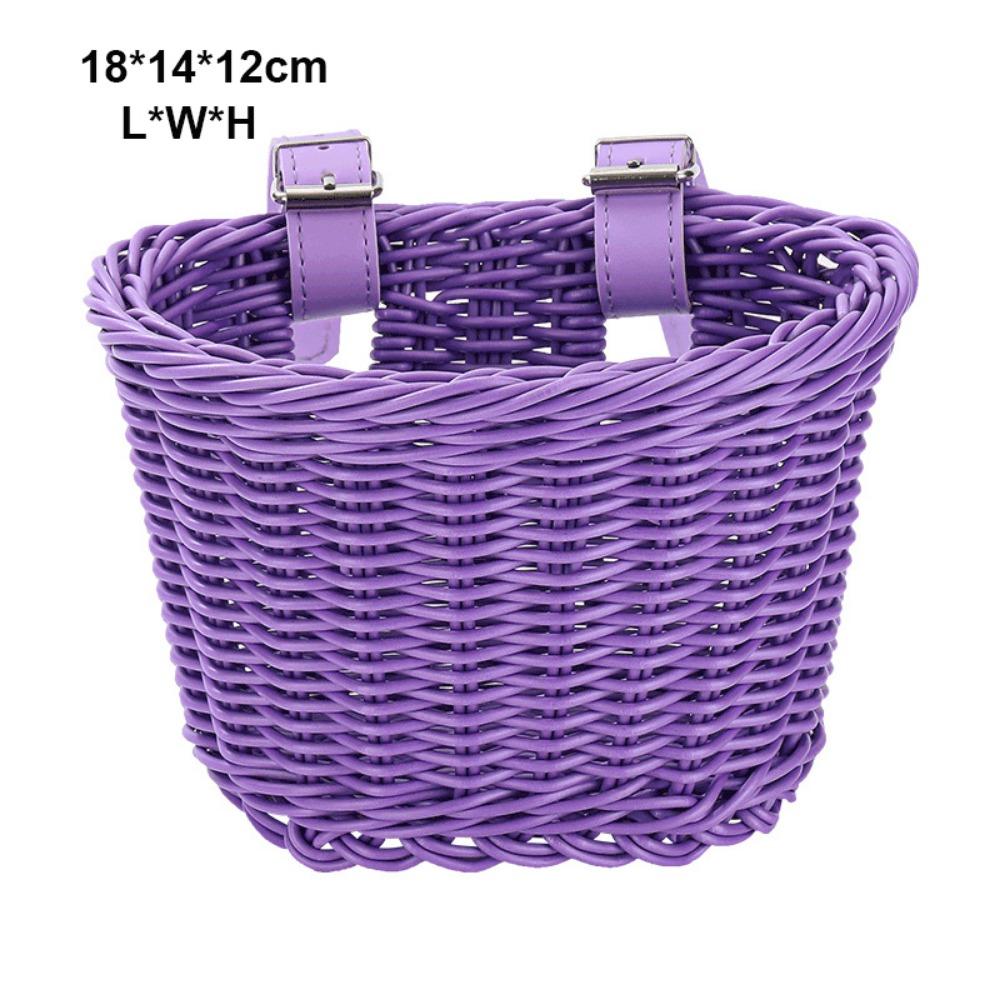 10 Colors Kids Bike Basket Rattan Wicker Retro Woven Bicycle Basket Bicycle Accessories