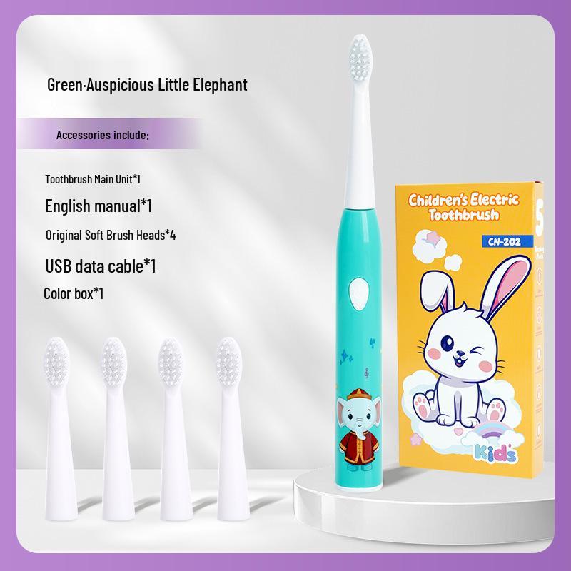 Rechargeable Electric Toothbrush for Kids: Soft Bristles, Waterproof, Automatic, Cartoon Design, Safe for Baby Teeth