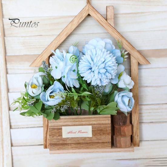 Rustic Home Wall Decoration Wooden Planter, Creative Hanging Flower Pot Basket for Indoor Plants Natural Wood Faux Flowers, Decor Living Room Balcony