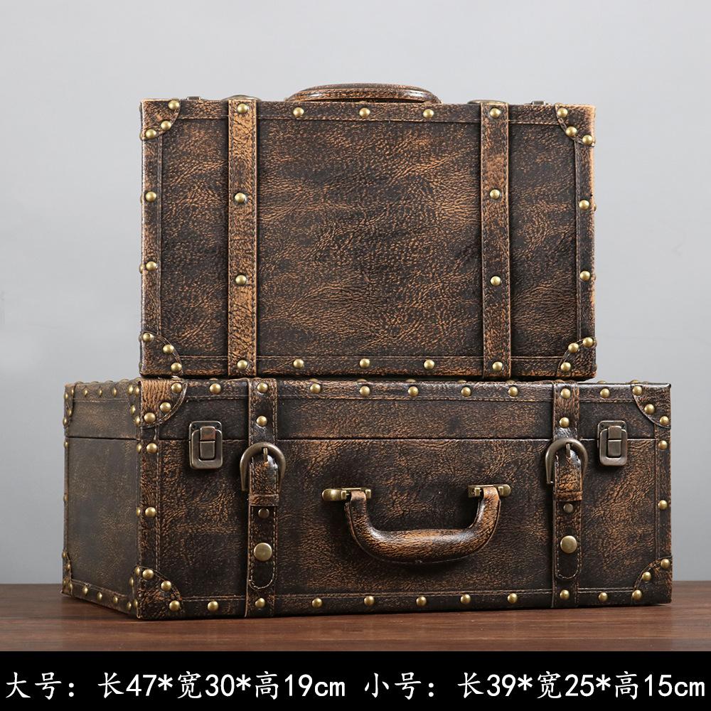Vintage Leather Suitcase European-Style Storage Box Home Organization Container Photography Prop Shop Window Display Decorative