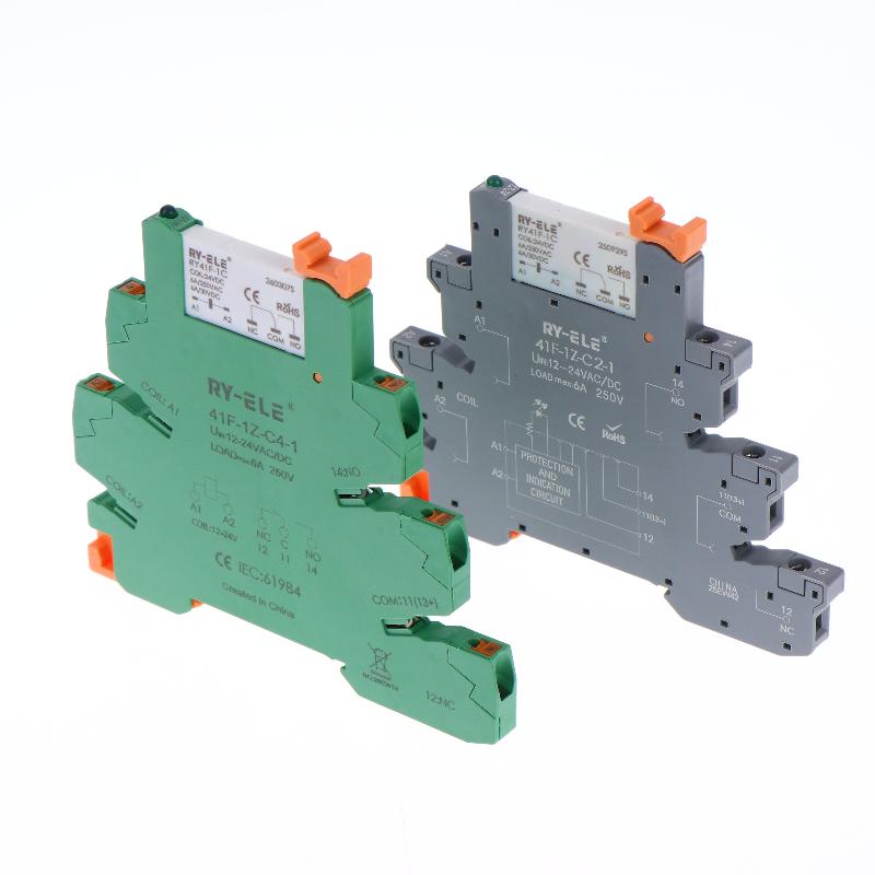RY41F-1C Ultra-Thin Intermediate Relay - Slim Profile Electromagnetic Relay Module, Compatible With Hongfa RSL Base