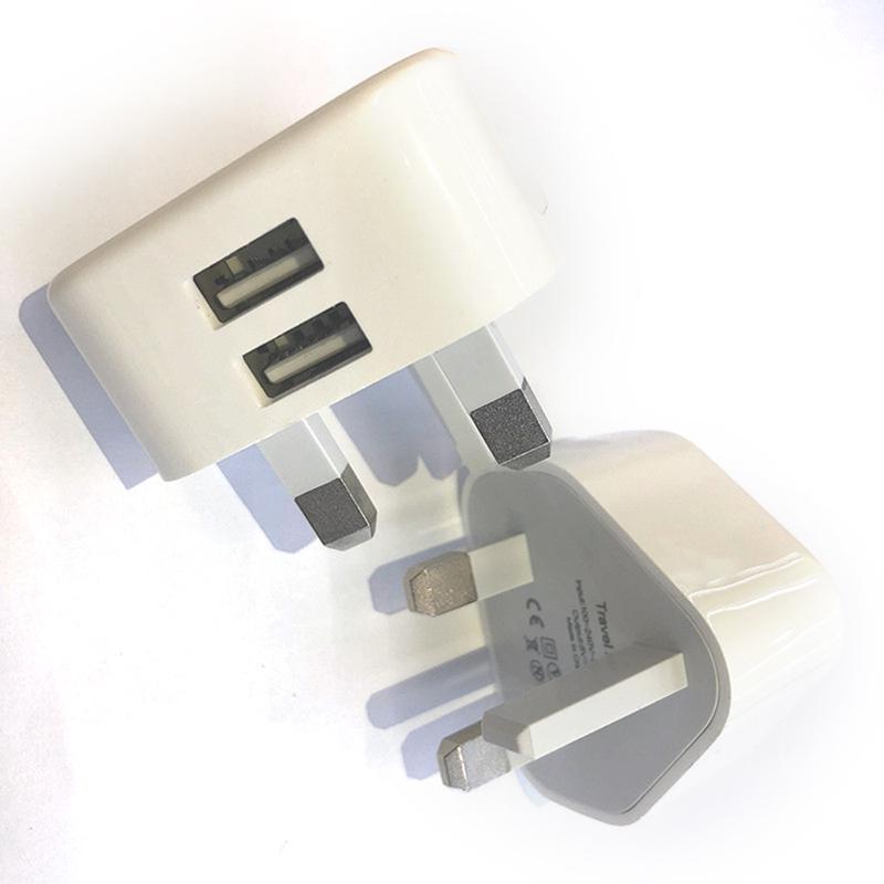 Mains 3 Pin Plug Usb Adaptor Wall Charger Travel Charging Cable F Iphone Samsung
