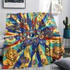 1Pc Eye of Horus Print Flannel Blanket, High quality Comfortable for All Seasons, Home Decor, Warmth and Comfort, Perfect for Christmas Gifts W31