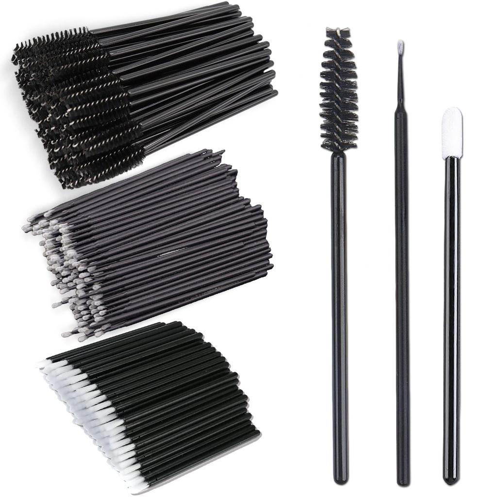 200Pcs Eyelash Extension Kit, Lash Spoolies Extension Supplies Eyebrow Brush Mascara Wands Lip Brushes Applicators Disposable Micro Swab Brushes for