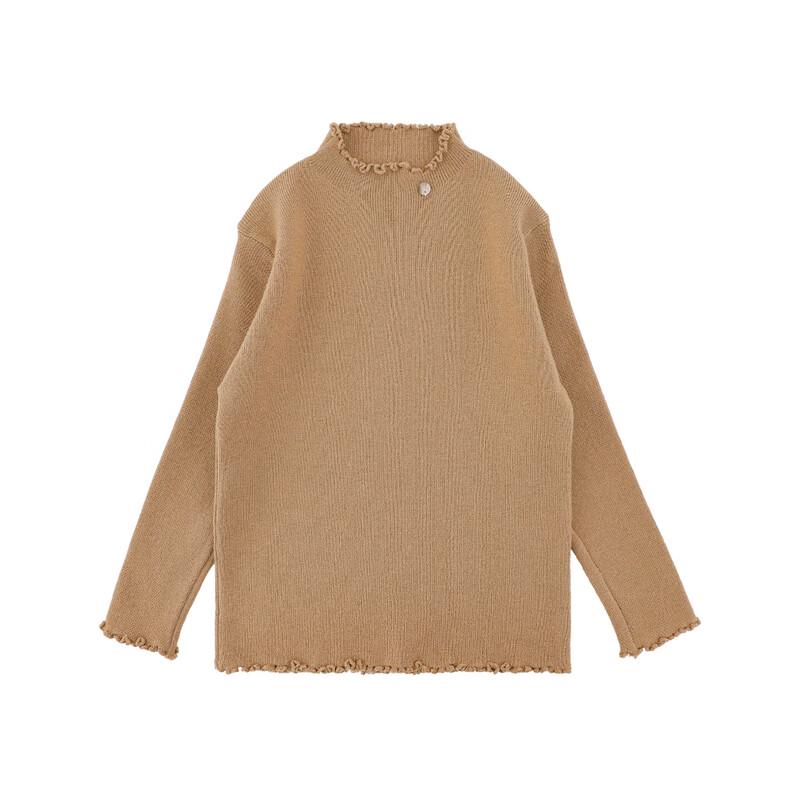 Yoyou Girls  Solid Color Mock Neck Thermal Sweater 120 cm