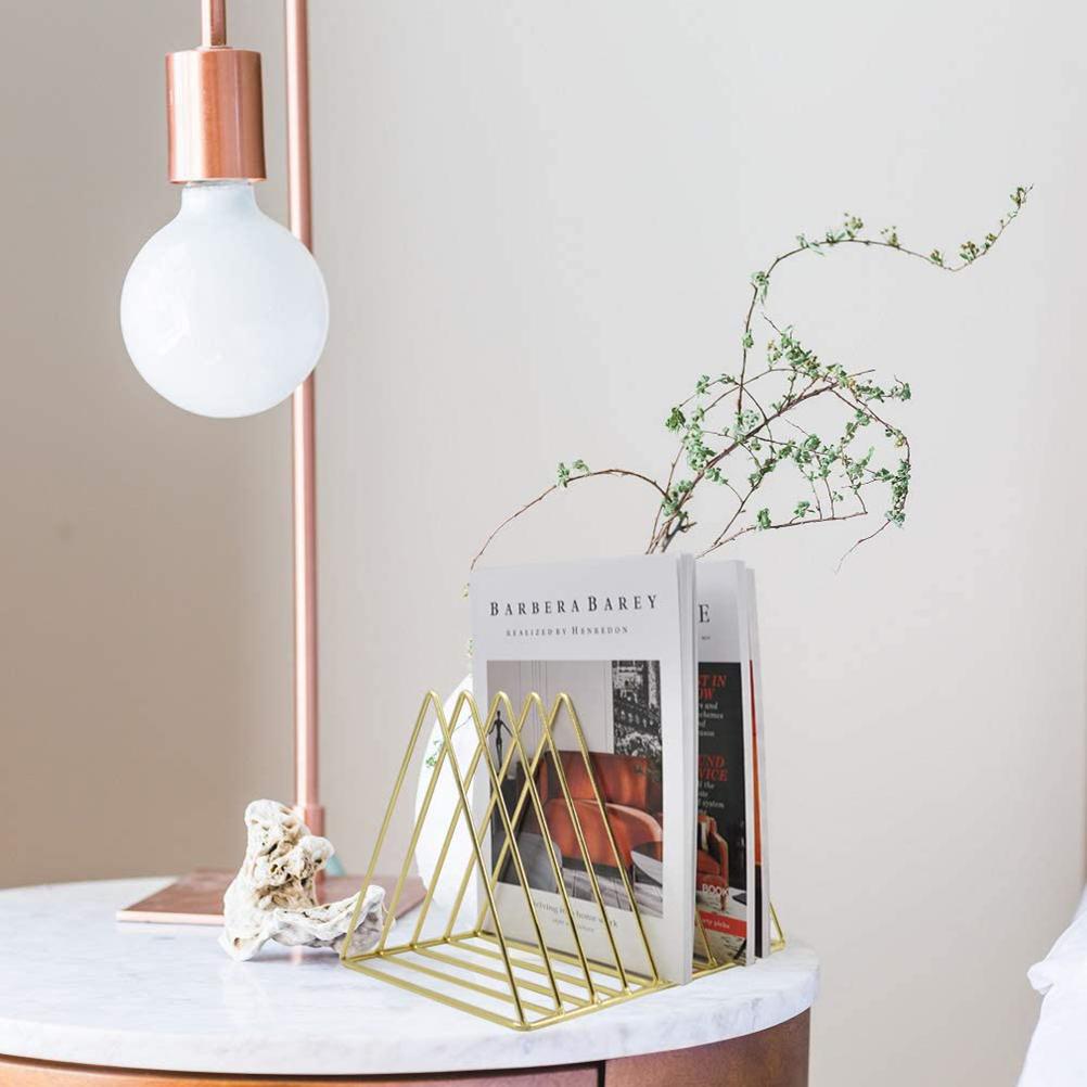 File Holder Organizer Triangle Record Album Holder Magazine Wire Rack Desk Storage Decor for Home