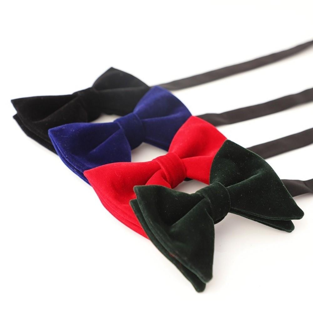 Fashion Pre-tied Black Velvet Bowties Exquisite Tuxedo Accessories Big Bow Tie Elegant Oversized Bow Tie Wedding Party