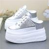Fashion 10CM 12CM Air Mesh PU Synthetic Microfiber Leather Flats Women Sandals Slipper Chunky Sneakers Slippers Platform Wedge Shoes