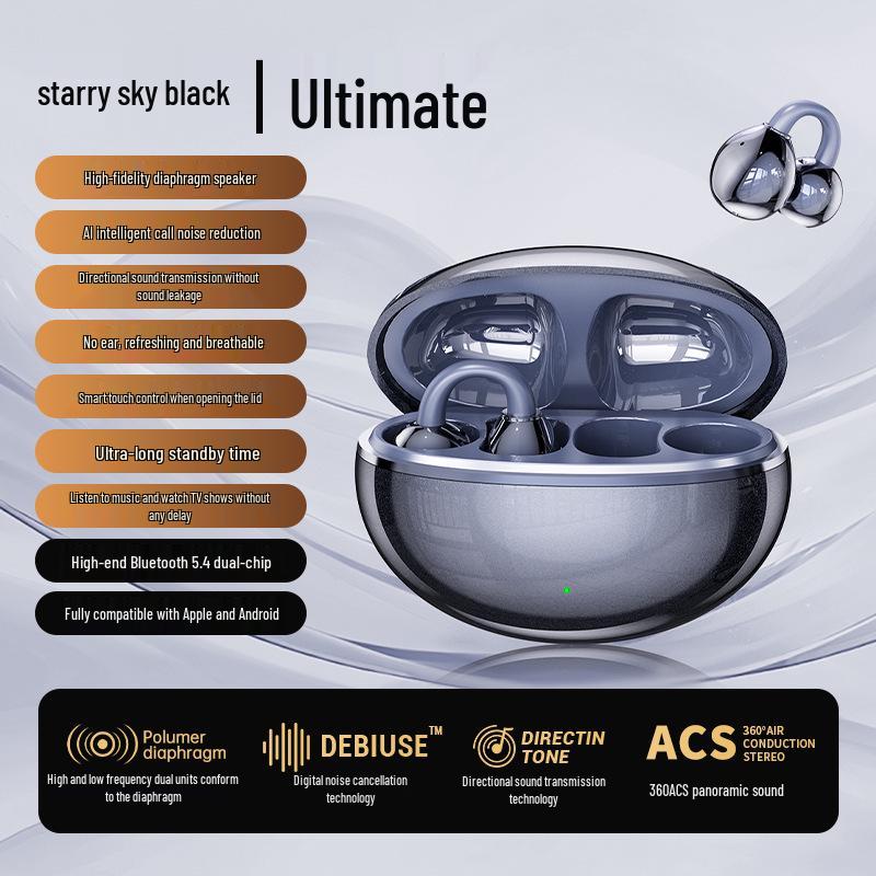 M91 Bone Conduction Open-Ear Bluetooth Headphones, Clip-On, Digital Display, Long Battery Life, Compatible with Huawei, 2025 Model.