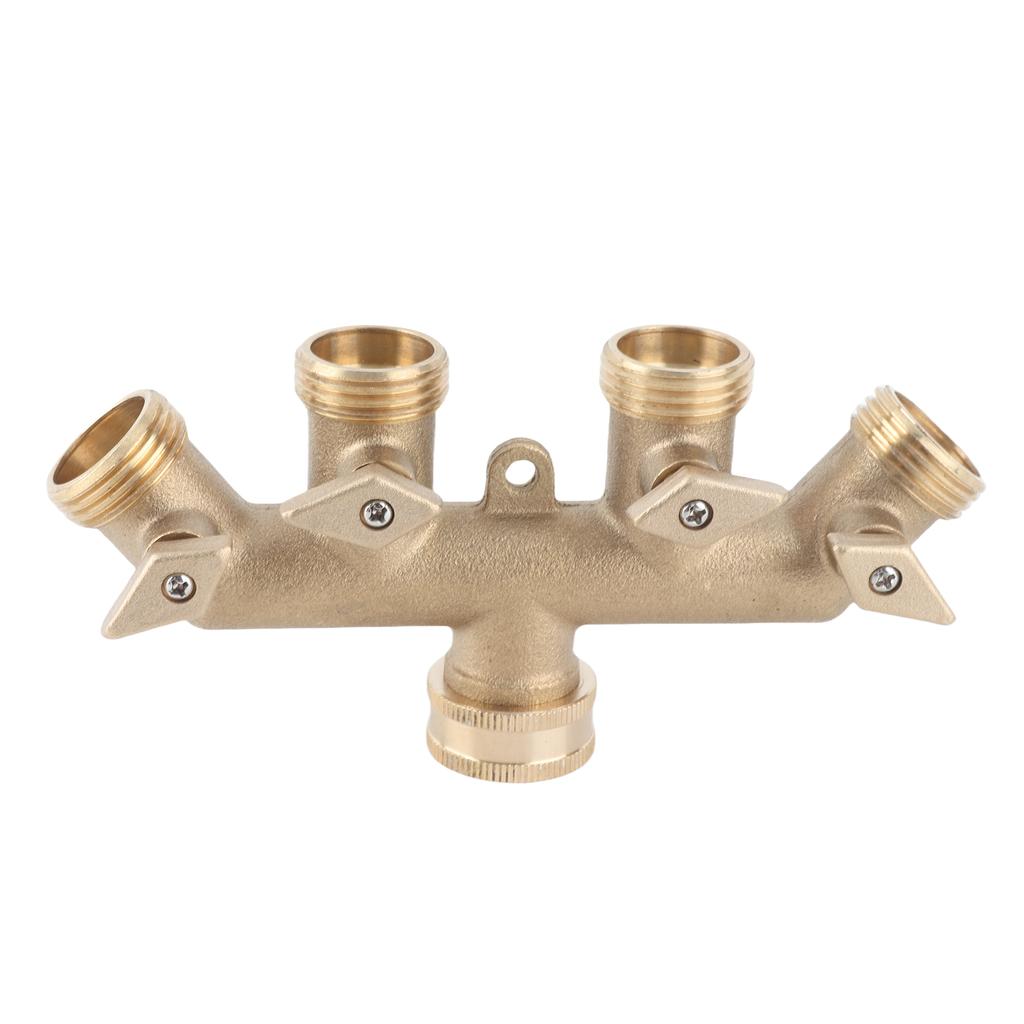 G3 4 Ottone 4 Vie Divisore per Tubo da Giardino Valvola a Sfera Adattatore per Tubo Connettore Valvola Rubinetto Acqua