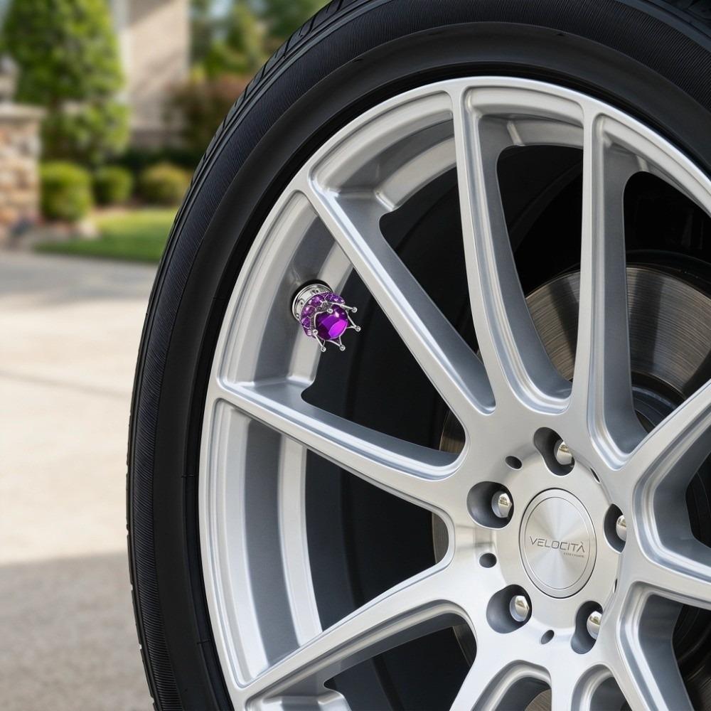 4PCS Chrome Crown Tire Valve Stem Caps Crown Diamond Car Wheel Tire Valve Caps  Cars,Trucks,Bicycles