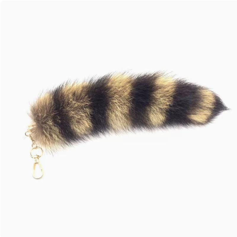 

Plush-Fox Tail Keychain Furry Racoon Tail Keyring Keychain 20cm Animal Tail Key-Pendant Pompoms Keyring Holder Bag-Decor 20cm